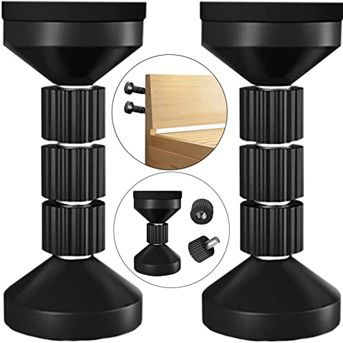 Adjustable Threaded Bed Frame Anti-Shake Tool, Headboard Stoppers for wall, Bed Stoppers for Headboard, Bedside Headboards Prevent Loosening Fixer Stabilizer, Easy to Install (2pcs Black, 1.65”~ 4.5”)