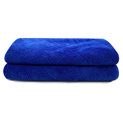 Mr Towels Microfiber Extra Thick Automotive Towels, 24In×16In, 2 Packs (Royal Blue)