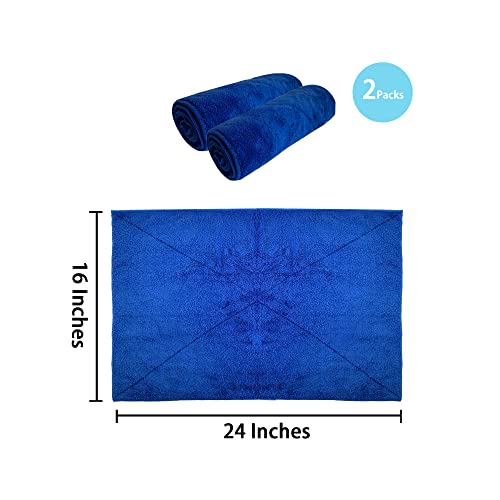 Mr Towels Microfiber Extra Thick Automotive Towels, 24In×16In, 2 Packs (Royal Blue)