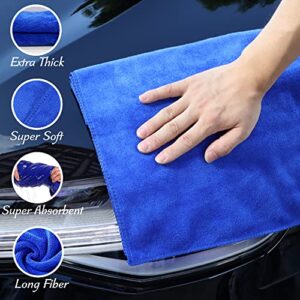 Mr Towels Microfiber Extra Thick Automotive Towels, 24In×16In, 2 Packs (Royal Blue)