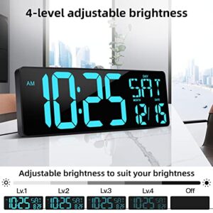 TXL Digital Wall Clock Large Display, 16.5" LED Wall Clock with Date and Temperature,Count Up/Down Timer Clock with Remote Control, Adjustable Brightness Alarm Clock for Home, Office, Gym, Elderly