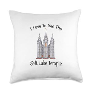 temples of the church of jesus christ, lds temples salt lake, love to see my temple, color throw pillow, 18x18, multicolor