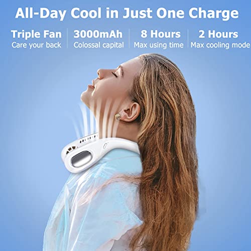 Homepeaz Portable Neck Fans, Wearable Fan Back Of Neck with Unique Back Motor, Bladeless Rechargeable Neck Cooler, Leafless Hanging Personal Fan AC USB Battery Operated…