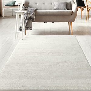 antep rugs palafito 5x7 solid shag modern indoor area rug (white, 5'3" x 7'6")
