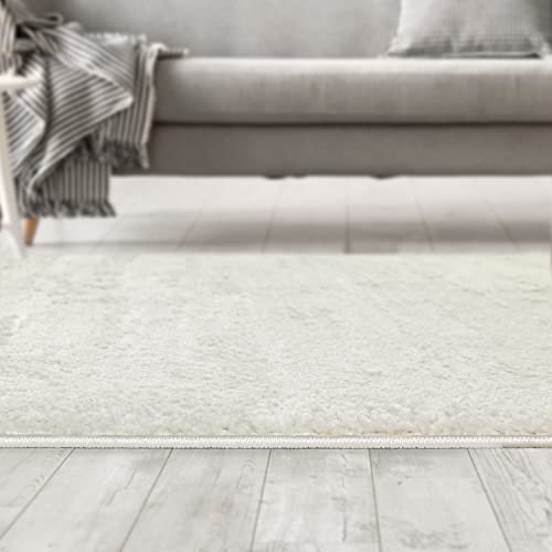 Antep Rugs Palafito 5x7 Solid Shag Modern Indoor Area Rug (White, 5'3" x 7'6")