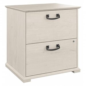 bush furniture homestead farmhouse 2 drawer accent cabinet, linen white oak