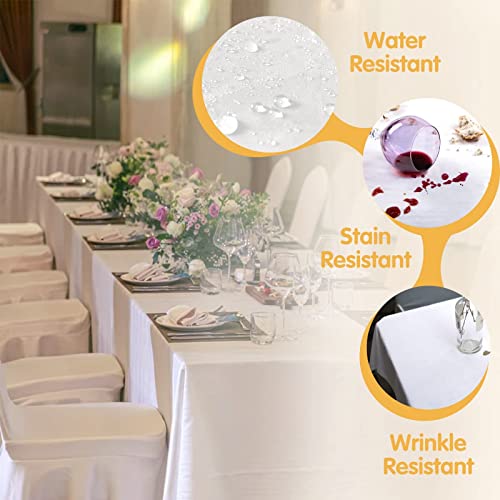 6 Pack White Tablecloths for 6 Foot Rectangle Tables 60 x 102 Inch - 6ft Rectangular Bulk Linen Polyester Fabric Washable Long Table Clothes for Wedding Reception Banquet Party Buffet Restaurant