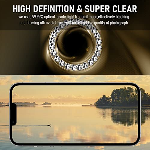 Suoman 3-Pack Diamond Camera Cover Circle Tempered Glass for iPhone 12 Pro Max Lens Protector, for iPhone 12 Pro Max 6.7 inch [Not Affect Night Shots] - Diamonds-Gold