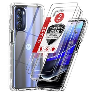leyi for moto g stylus 5g 2022 phone case: motorola g stylus 5g 2022 case with [2 x tempered glass screen protector], full-body shockproof soft silicone phone case for moto g stylus 5g 2022, clear