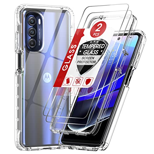 LeYi for Moto G Stylus 5G 2022 Phone Case: Motorola G Stylus 5G 2022 Case with [2 x Tempered Glass Screen Protector], Full-Body Shockproof Soft Silicone Phone Case for Moto G Stylus 5G 2022, Clear