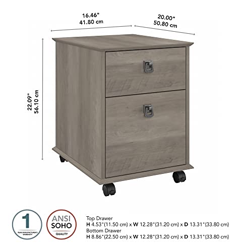 Bush Furniture Homestead Farmhouse Mobile File Cabinet, Driftwood Gray