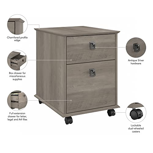 Bush Furniture Homestead Farmhouse Mobile File Cabinet, Driftwood Gray