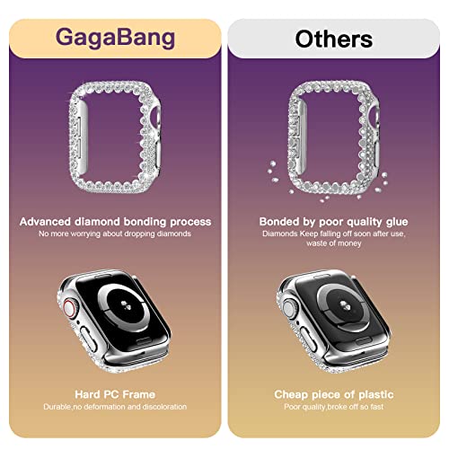 Bling Bumper Case Compatible with Apple Watch Series 6 5 4 Se 44mm,Diamond Protective Face Cover for Women,Hard PC Frame Protector for iWatch 44mm Silver