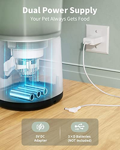 Automatic Cat Feeders, 4L Pet Food Dispenser with Programmable Timer, Dry Food Meal Portion Size Control, Pet Food Feeder for Small & Medium Cats Dogs, Desiccant Bag, Voice Recorder