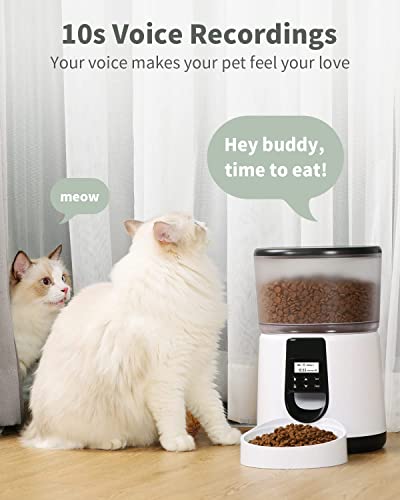 Automatic Cat Feeders, 4L Pet Food Dispenser with Programmable Timer, Dry Food Meal Portion Size Control, Pet Food Feeder for Small & Medium Cats Dogs, Desiccant Bag, Voice Recorder