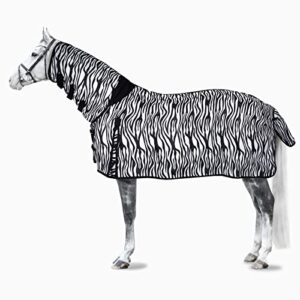 horze defender combination horse fly sheet with detachable neck cover - zebra print - 81 in