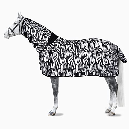 Horze Defender Combination Horse Fly Sheet with Detachable Neck Cover - Zebra Print - 81 in