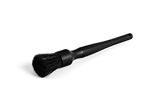 Detail Factory - Natural Boar's Hair Detailing Brush Combo Kit - Heavy Cleaning Action for Small Spaces, Engine Bays, Exterior Detailing, One Long Handle + One Short Handle, Black on Black (2-Pack)
