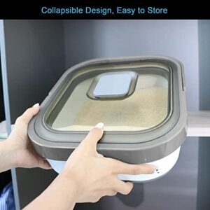 Treetoi Rice Storage Container Dog Food Storage Container 20 Lbs Rice Dispenser Collapsible Food Storage Bin with Airtight Locking Lid