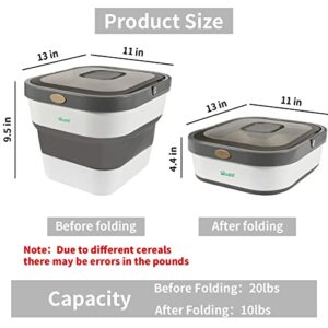 Treetoi Rice Storage Container Dog Food Storage Container 20 Lbs Rice Dispenser Collapsible Food Storage Bin with Airtight Locking Lid