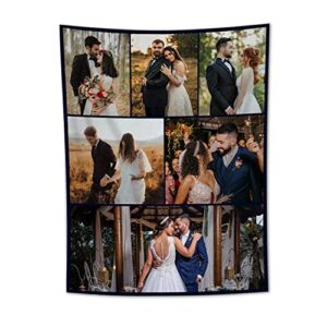 jiyepopo custom blanket with photos and text, personalized throw blanket with picture collage, customized flannel blankets for wife husband mom anniversary wedding pet loss memorial gifts 60x80 inch