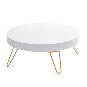 collapsible white cake stand for dessert table, wood circles 12 inch cake stands for wedding reception, cupcake stand wood base with metal serving stand - white smedley & york