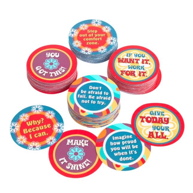 Really Good Stuff Classroom Go for It Chips – Set of 100 with 50 Unique Messages – Encourage Positive Feelings & Confidence –Social-Emotional Learning – SEL for The Home and Classroom