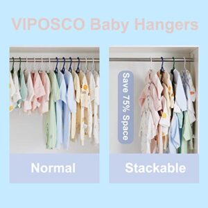 VIPOSCO Baby Hangers 24 Pack Kids Adjustable Hangers for Nursery Closet Non-Slip Hangers Kids Cloth Hanger for Girl Boy Toddler Children Newborn Coat Pant Hanger, Blue&Pink