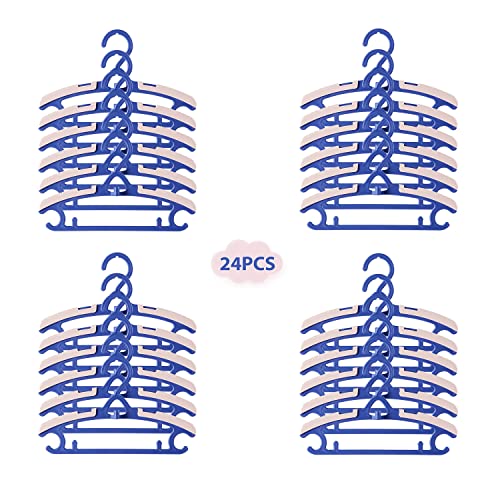 VIPOSCO Baby Hangers 24 Pack Kids Adjustable Hangers for Nursery Closet Non-Slip Hangers Kids Cloth Hanger for Girl Boy Toddler Children Newborn Coat Pant Hanger, Blue&Pink