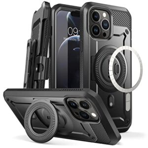 SUPCASE Unicorn Beetle Pro Mag Case for iPhone 13 Pro Max (2021 Release) 6.7 Inch, Compatible with MagSafe Full-Body Rugged Belt-Clip Case with Built-in Screen Protector & Kickstand (Space Gray)