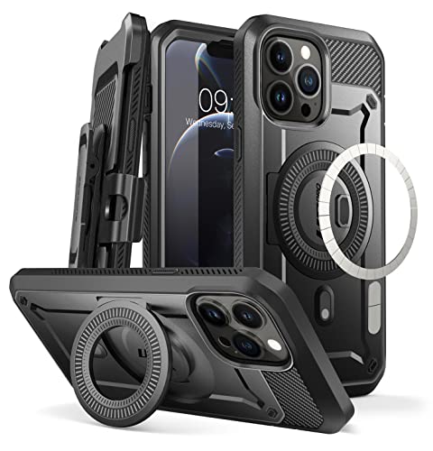 SUPCASE Unicorn Beetle Pro Mag Case for iPhone 13 Pro Max (2021 Release) 6.7 Inch, Compatible with MagSafe Full-Body Rugged Belt-Clip Case with Built-in Screen Protector & Kickstand (Space Gray)