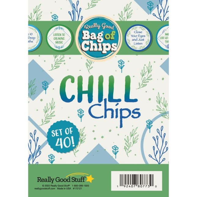 Really Good Stuff Classroom Chill Chips – Set of 40 – Help Kids Feel Calm and Focused – Practice Calming, Relaxing, & Resetting Strategies– Social-Emotional Learning – SEL for The Home and Classroom