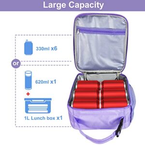 Samhe Lunch Box for Girls Kids, Insulated Rainbow Tote Bag Leakproof Thermal Cooler Reusable Lunch Bag for School Office Outdoor (Purple)