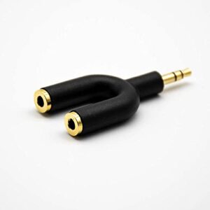 elecbee 2 in 1 headphone adapter 3pole male to 2 female u shape audio cable adapter