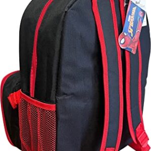 Ruz Spiderman Boys 16 Inch Backpack With Removable Matching Lunch Box Set (Black-Red)