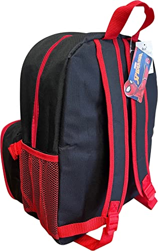 Ruz Spiderman Boys 16 Inch Backpack With Removable Matching Lunch Box Set (Black-Red)