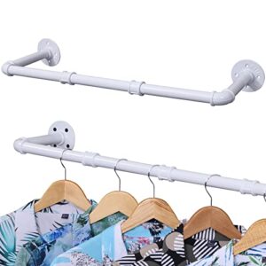 talitare industrial pipe white clothing rack, 29 inch wall mounted clothes rack, heavy duty iron hanging bar rod for retail display garment laundry storage