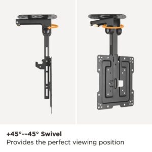 Mount Plus CM322 Flip Down TV and Monitor Roof Ceiling Mount | Fits Flat Screen 19 to 42 Inch | VESA Compatible 100x100, 200x200 | Height Adjustable | Pitched Roof