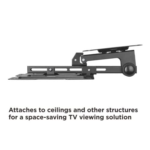 Mount Plus CM322 Flip Down TV and Monitor Roof Ceiling Mount | Fits Flat Screen 19 to 42 Inch | VESA Compatible 100x100, 200x200 | Height Adjustable | Pitched Roof