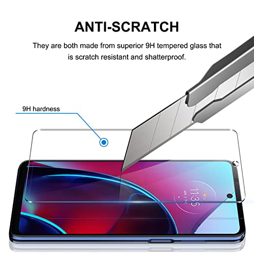 [2+2 Pack] Screen Protector for Motorola Moto G Stylus 5G (2022), 2 Pack Tempered Glass Screen Protector and 2 Pack Clear HD Camera Lens Protector Compatible with Moto G Stylus [Case Friendly]