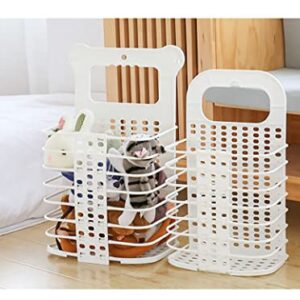 CARURLIFF Collapsible Laundry Basket Wall Hanging Orgainzer Bathroom Foldable Dirty Clothes Hamper with Handle (White-Large)