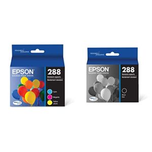 epson t288 durabrite ultra ink standard capacity color combo pack & t288 durabrite ultra ink standard capacity black cartridge (t288120-s) for select expression printers