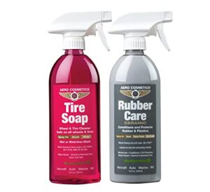 aero cosmetics tire care bundle, tire soap and rubber care