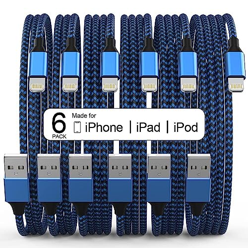 6Pack(3/3/6/6/6/10 FT)[Apple MFi Certified] iPhone Charger Long Lightning Cable Fast Charging High Speed Data Sync USB Cable Compatible iPhone 14/13/12/11 Pro Max/XS MAX/XR/XS/X/8/7/Plus iPad AirPods