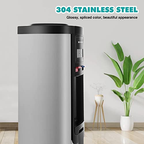 COSVALVE Water Dispenser 5 Gallon Top Loading Hot and Cold Water Stainless Body Compression Refrigeration with Child Safety Lock for Home Office Use