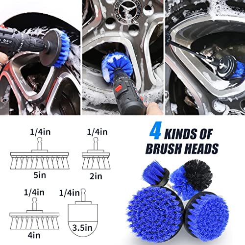 JAMIEWIN 25Pcs Car Detailing Brush Set, Car Detailing Kit, Auto Detailing Drill Brush Set Car Cleaning Tool Kit, Car Wash Brush for Interior,Exterior, Wheels, Dashboard