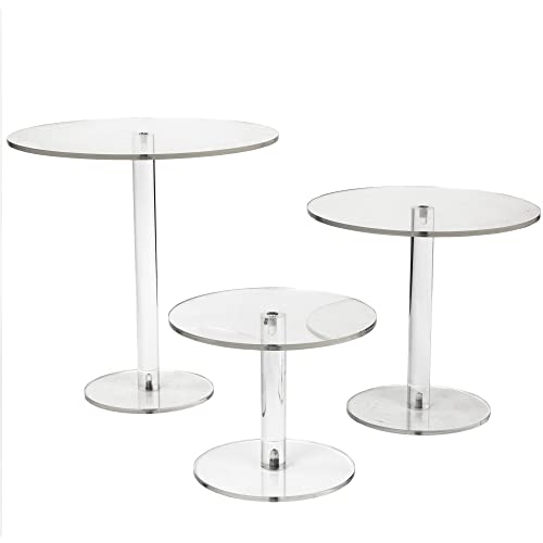 Set of 3 Acrylic Cake Stand Set for Dessert Table, Clear Round Cake Stands, Dessert Cupcake Pastry Candy Display for Wedding, Event, Birthday Party