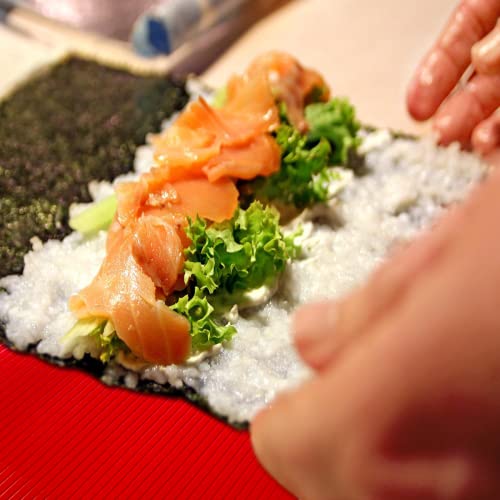 Esamploe 3 PCS Sushi Rolling Mat,8.27in x 9.06in Sushi Mat Plastic,Non-Stick Sushi Making Mat,Red, Green and Blue Sushi Mats,Durable Sushi Mat Roller for Home-Made DIY Sushi