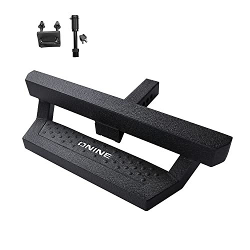 ONINE Texture Black Hitch Step with Hitch Lock and Stabilizer Fit 2” Receiver, Rear Bumper Guard, Hitch Armor