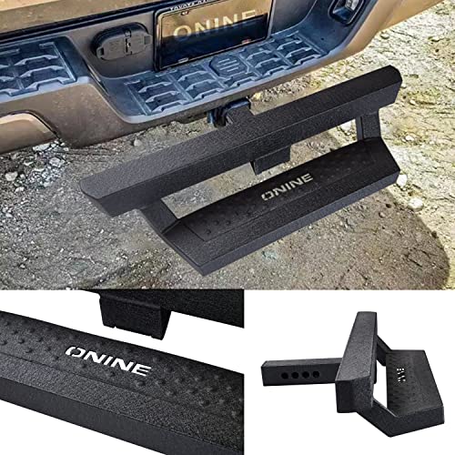 ONINE Texture Black Hitch Step with Hitch Lock and Stabilizer Fit 2” Receiver, Rear Bumper Guard, Hitch Armor